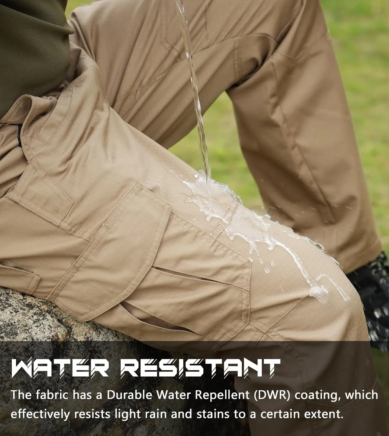 SPOSULEI Mens Tactical Pants Ripstop Cargo Work Pants with 9 Pockets Water Resistant Breathable Hiking Construction Pants