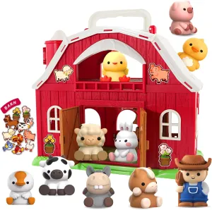 SpringFlower Toddler Toys for 1 2 3 Years Old Boys and Girls, Big Barn Toy with Farm Animal,Educational Montessori Toys, Farm Pretend Playset Toy, Christmas Birthday Gift for Toddler Baby Boys Girls