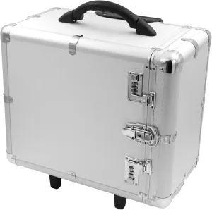 SSWBasics Rolling Aluminum Carrying Case - 16 3/8" L x 9 3/8" W x 13 1/2”H - Large Jewelry