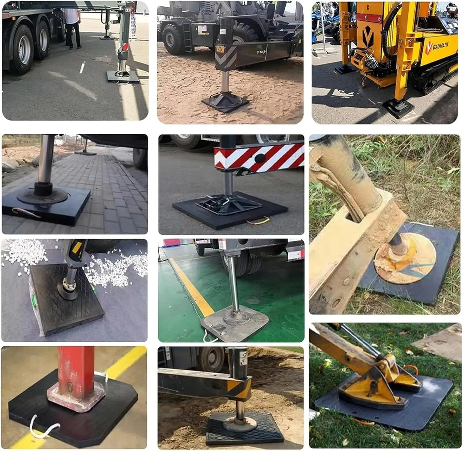 Stabilising Crane Outrigger Pads Stackable ＆ Solid Car Jack Rubber Pad, Trailer Pad for Fire Engines/Crane/Boomlifts Out Riggers, Stabilizing Rv Leveling Pads Leveling mat(12x12x2/30x30x5cm)