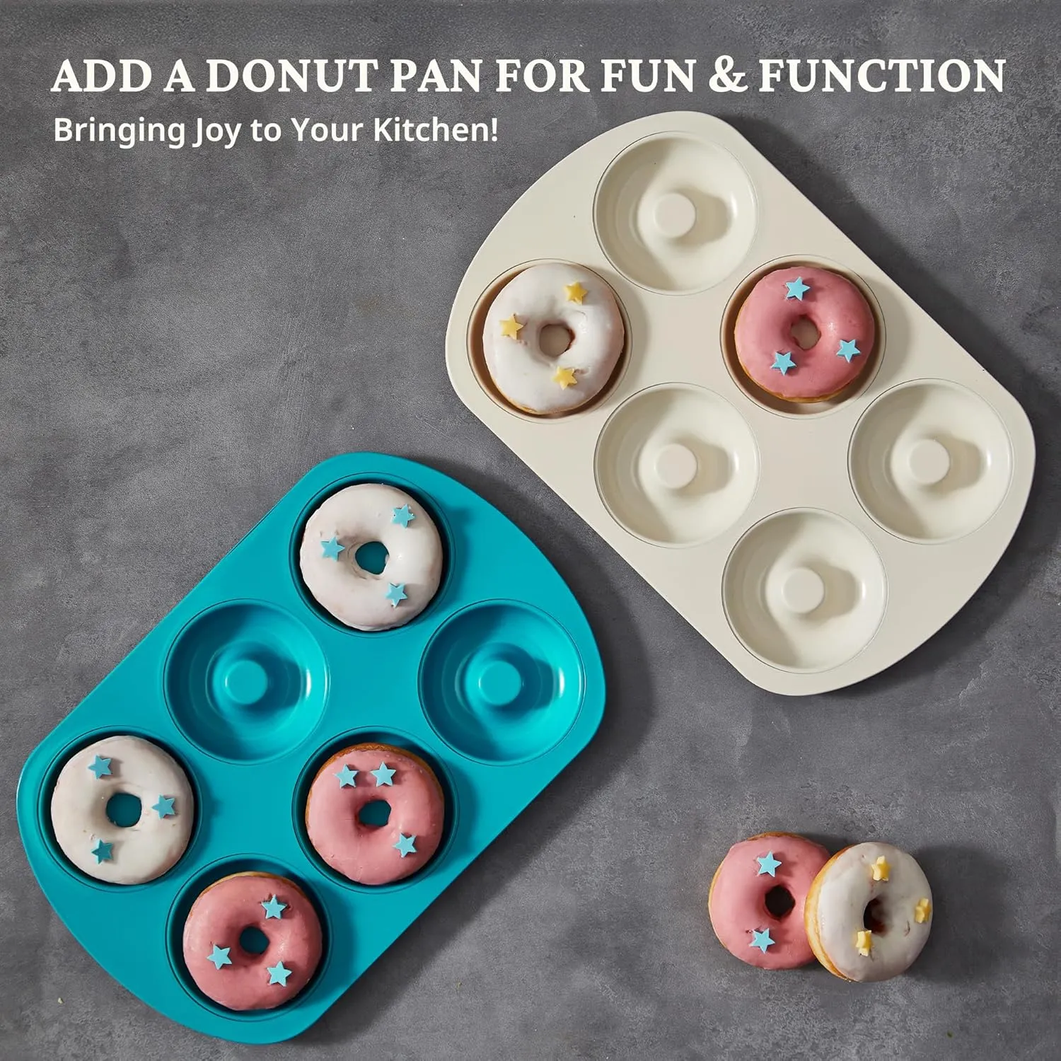 Stackable Bakeware Set, 9-Piece Baking Pans Set with Non-Stick Coating and Innovative Handles, Includes Exclusive Donut Pan – Ideal for Home and Professional Baking (Blue)