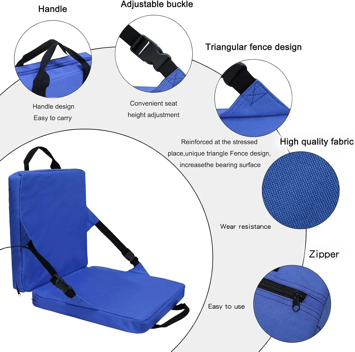 Stadium Seat for Bleachers with Back Support Portable Lightweight Bleacher Seat Cushion Foldable Stadium Seat Padded Chair for Garden Camping Hunting Floor Beach Outdoor