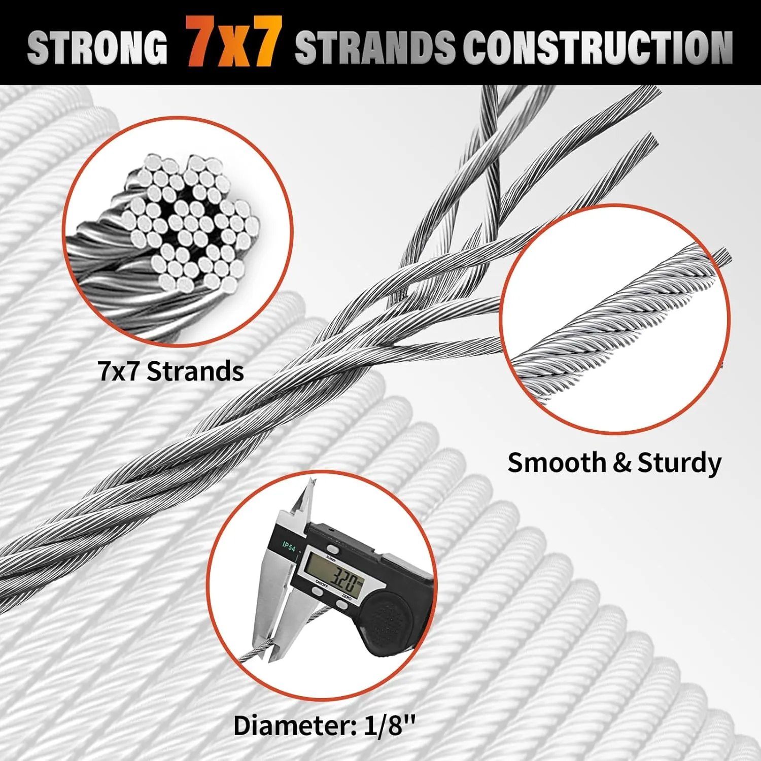 Stainless Steel Cable for Railing - 500FT 1/8" T316 Wire Rope Cable for Deck Railings System Kit