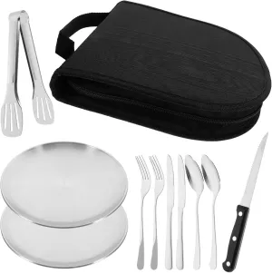Stainless Steel Fork and Spoon Set 10pc Silverware Set Dinner Forks and Steak Tableware