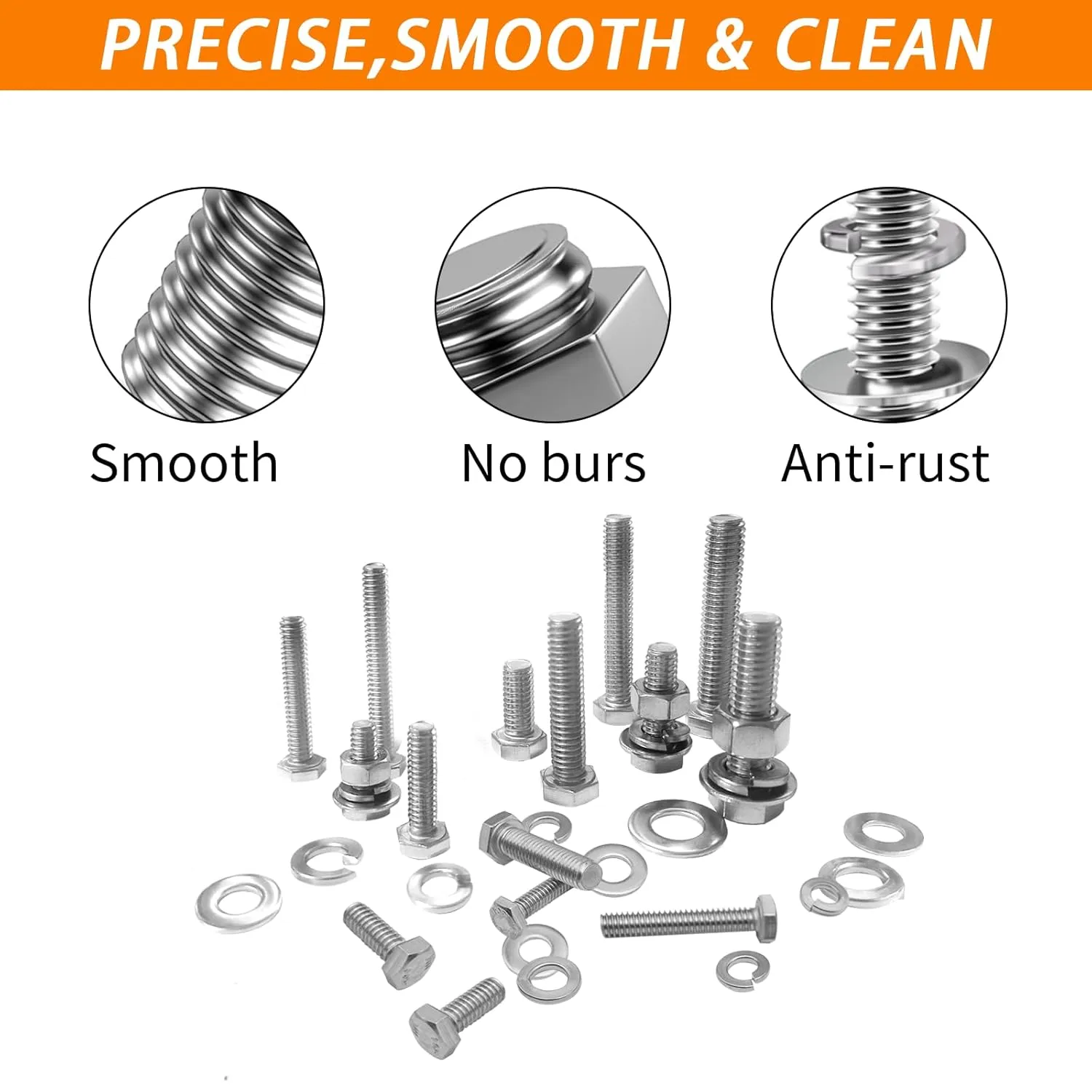 Stainless Steel Hex Head Nuts and Bolts Assortment Kit, 246PCS Bolt Assortment Kit 1/4-20, 5/16-18,3/8-16 Assorted Nuts Bolts and Flat & Spring Lock Washer Assortment with Storage Case