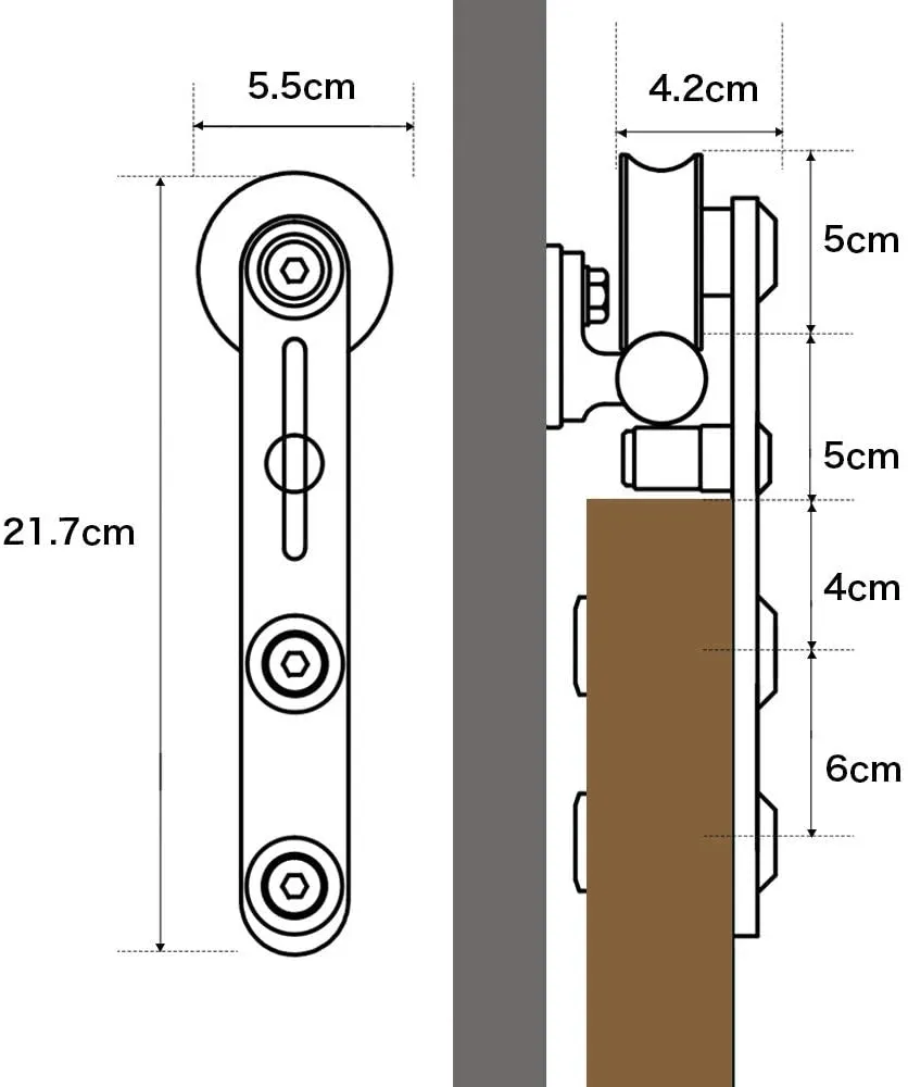 Stainless Steel Sliding Barn Door Hardware Kit CCJH Round-Shaped