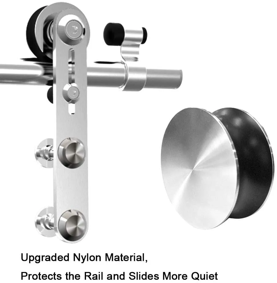 Stainless Steel Sliding Barn Door Hardware Kit CCJH Round-Shaped