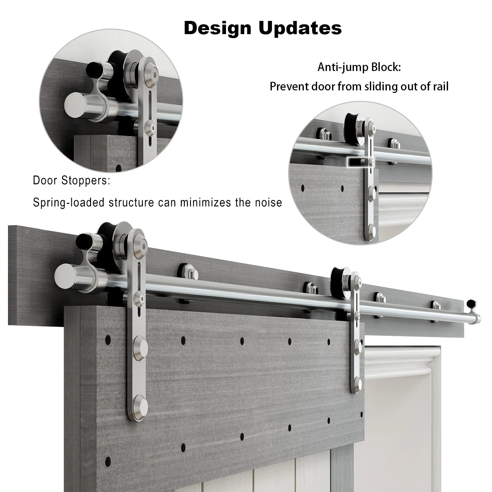 Stainless Steel Sliding Barn Door Hardware Kit CCJH Round-Shaped
