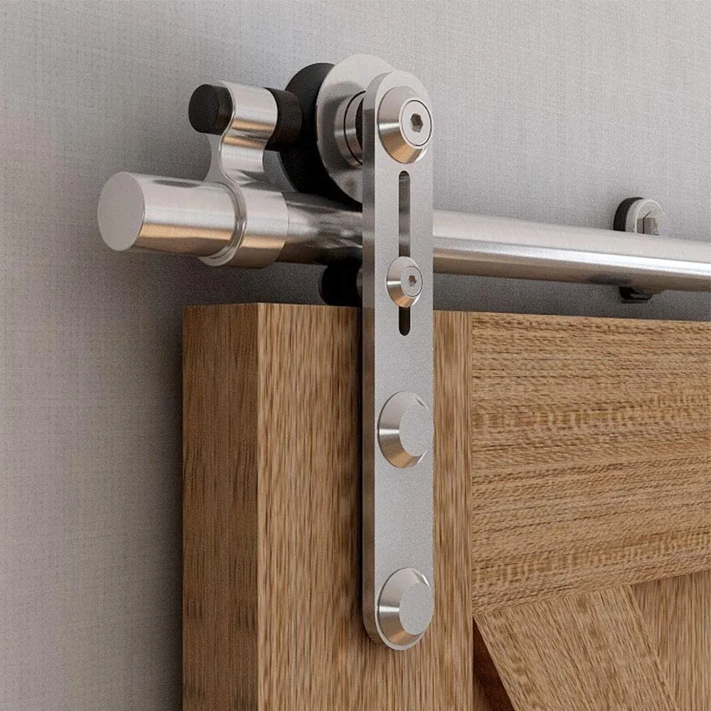 Stainless Steel Sliding Barn Door Hardware Kit CCJH Round-Shaped