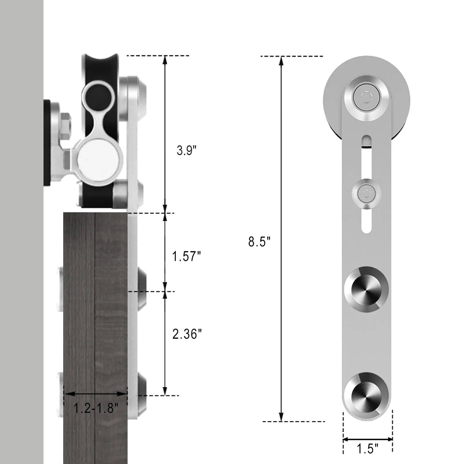 Stainless Steel Sliding Barn Door Hardware Kit CCJH Round-Shaped