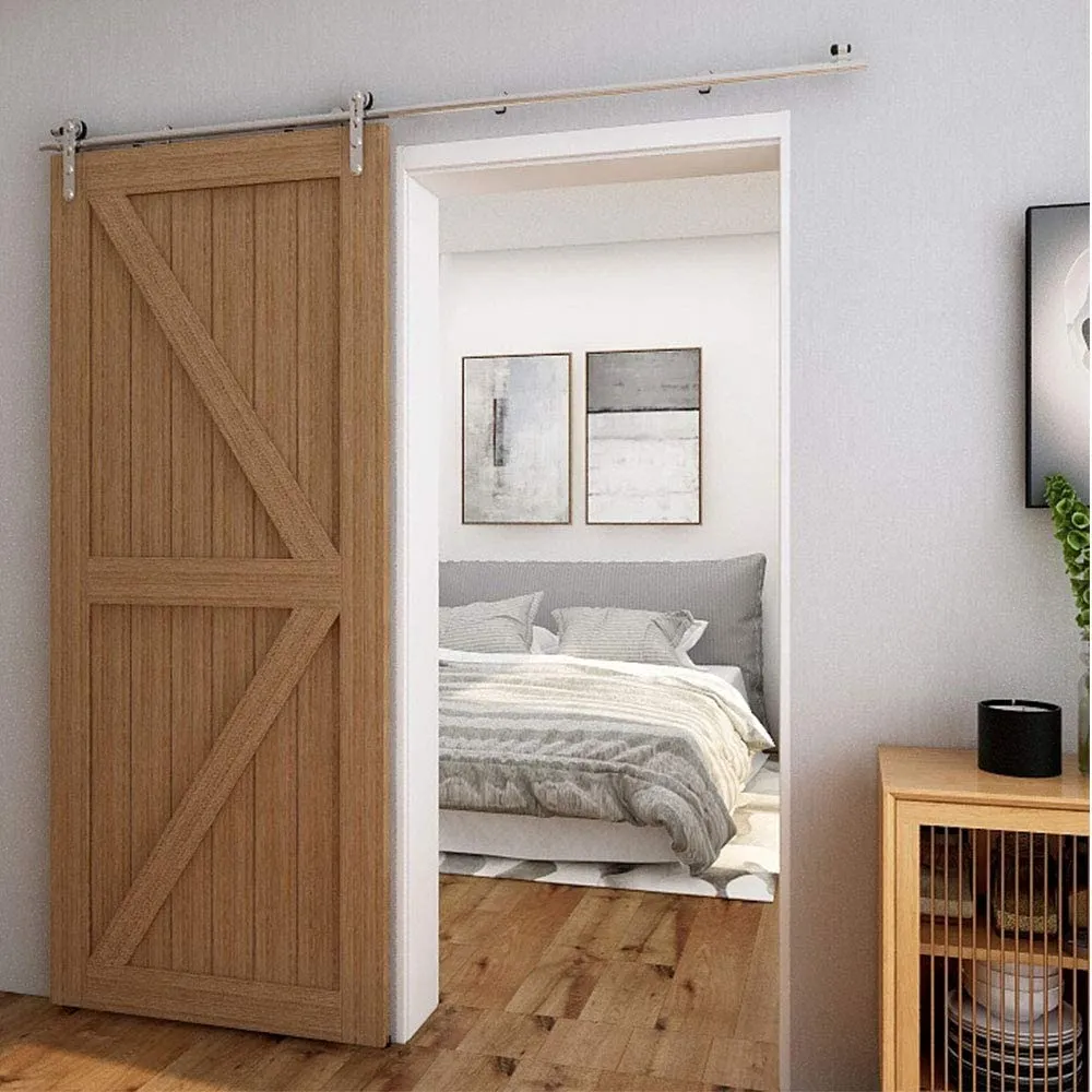 Stainless Steel Sliding Barn Door Hardware Kit CCJH Round-Shaped