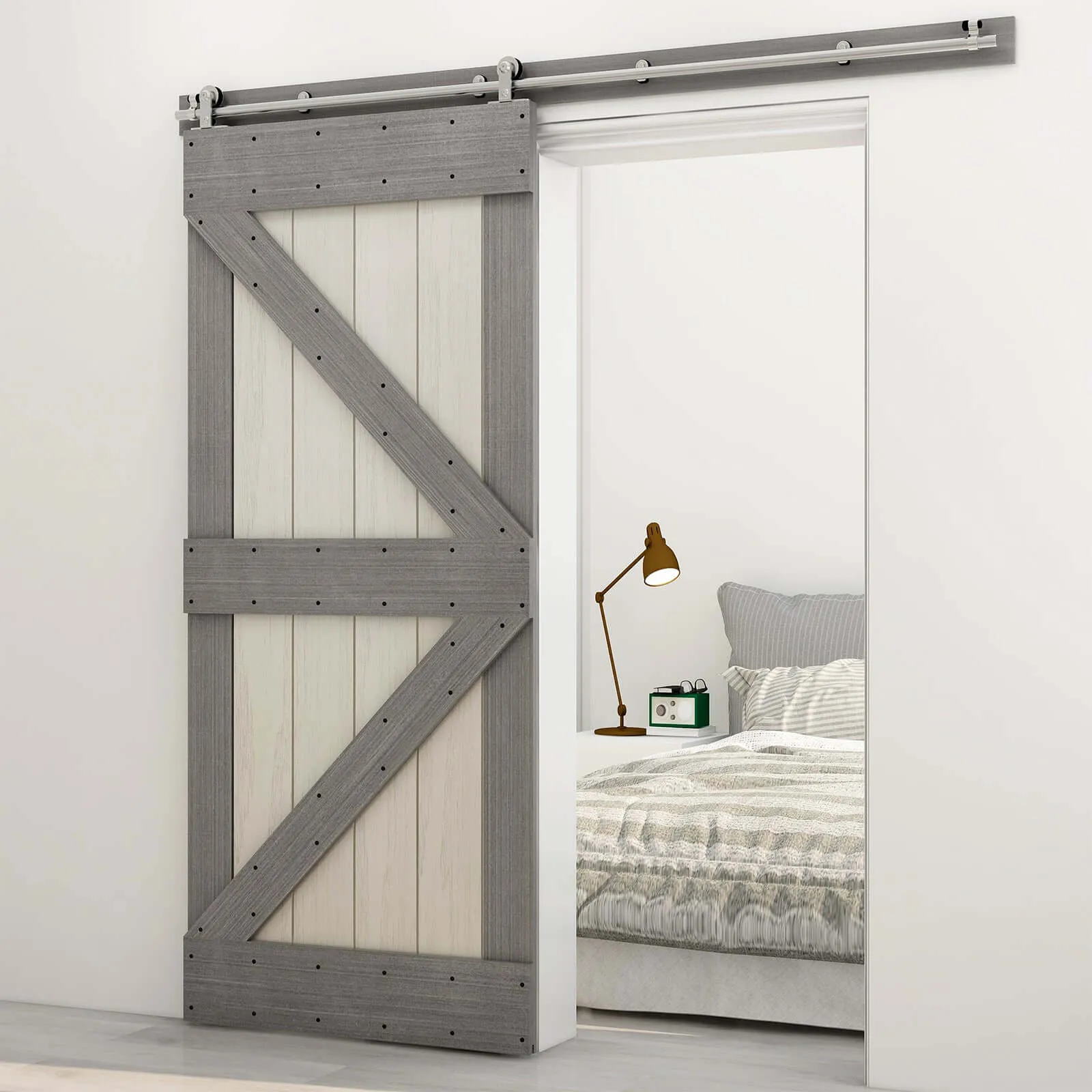 Stainless Steel Sliding Barn Door Hardware Kit CCJH T-Shaped