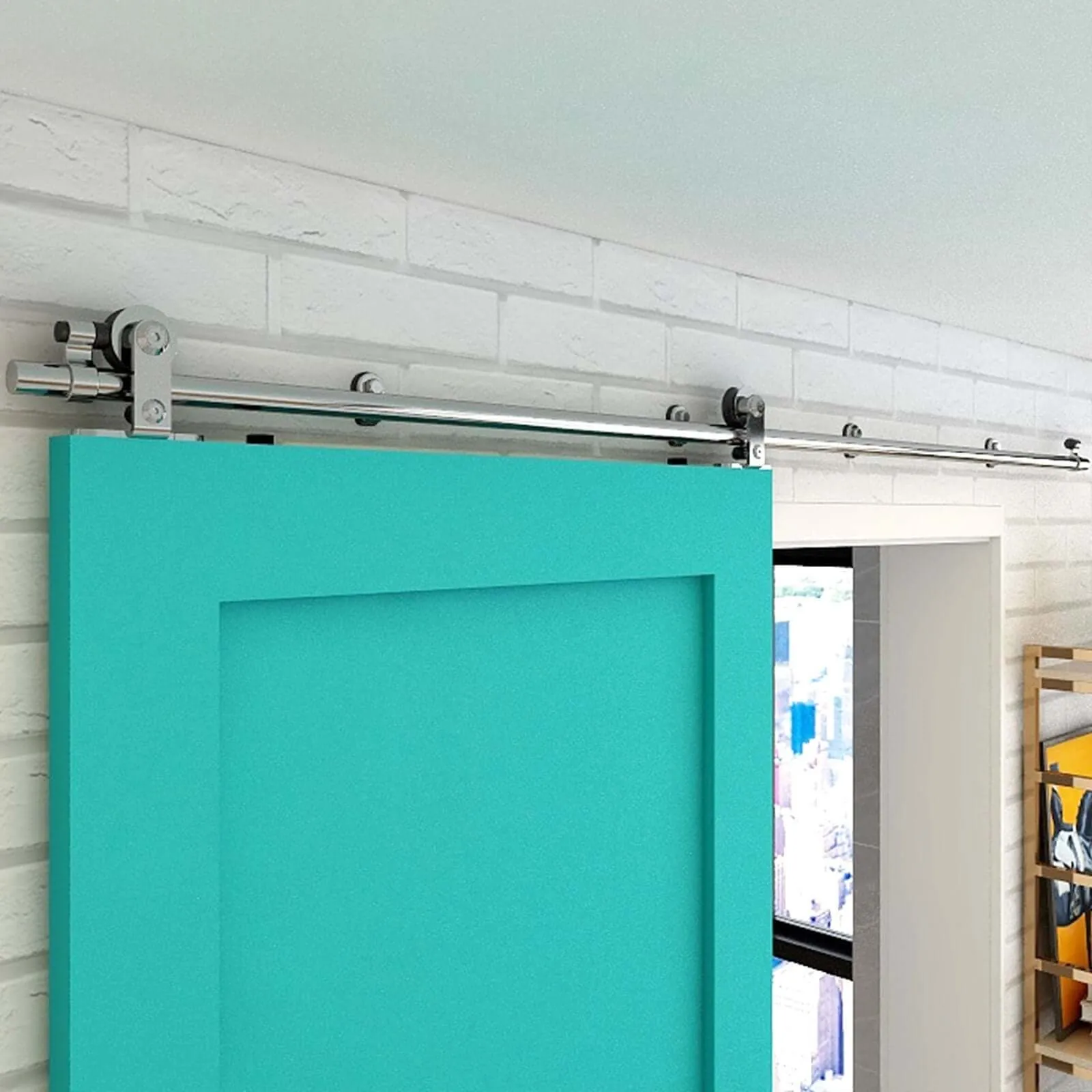 Stainless Steel Sliding Barn Door Hardware Kit CCJH T-Shaped