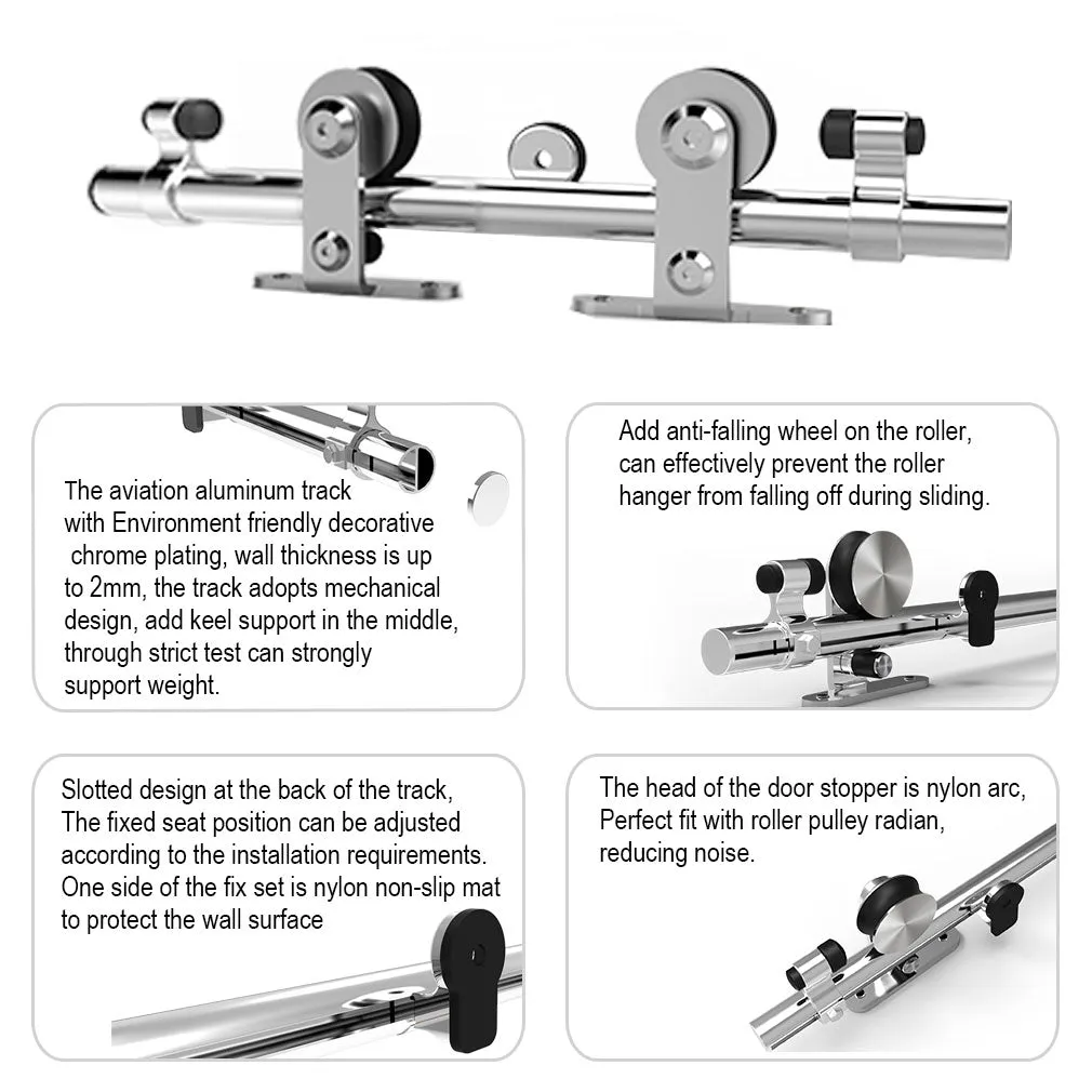 Stainless Steel Sliding Barn Door Hardware Kit CCJH T-Shaped