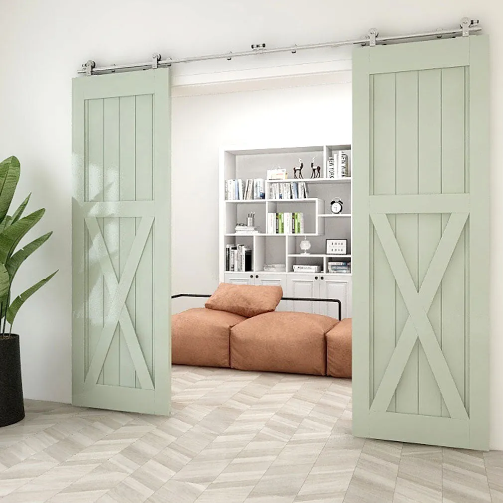Stainless Steel Sliding Barn Door Hardware Kit CCJH T-Shaped