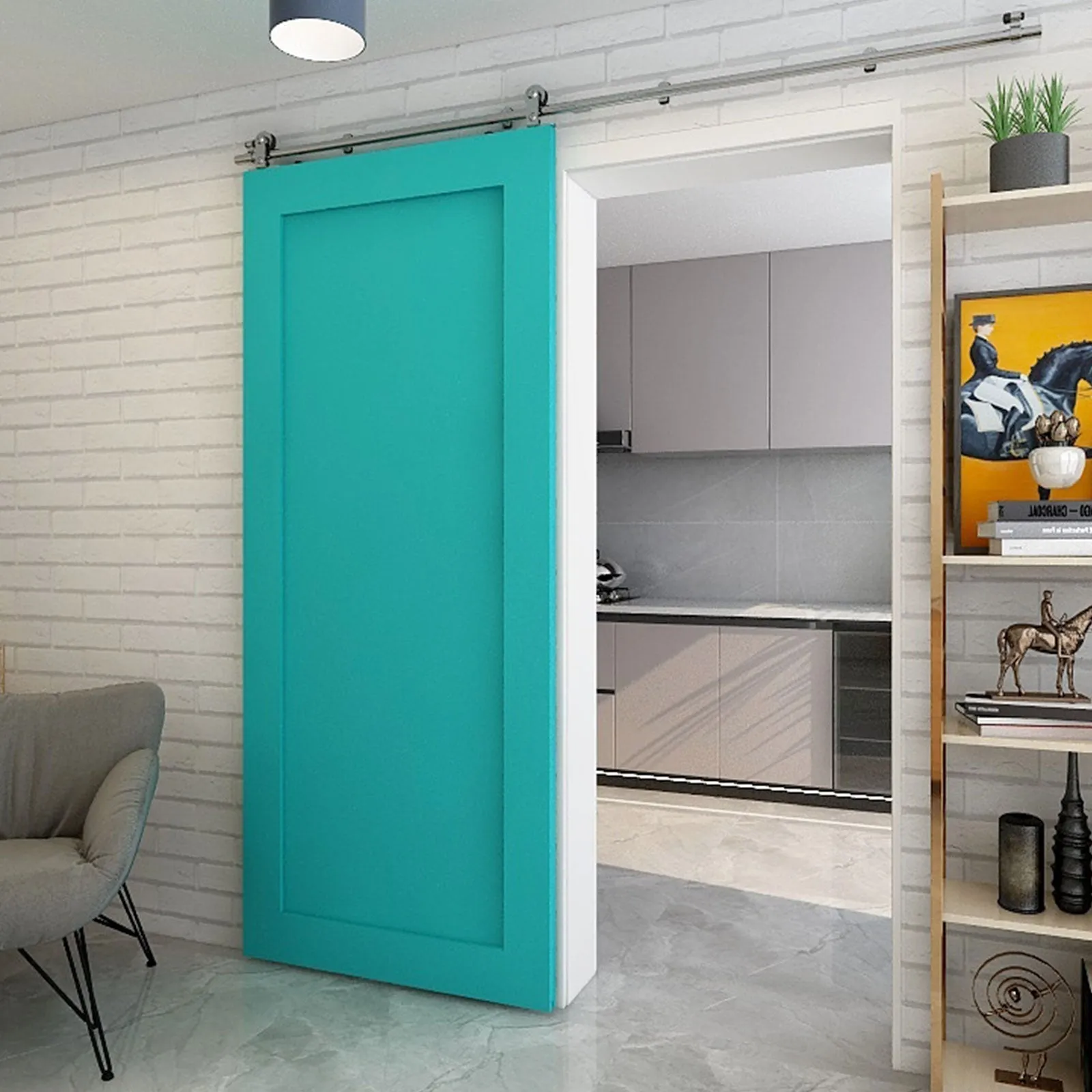 Stainless Steel Sliding Barn Door Hardware Kit CCJH T-Shaped