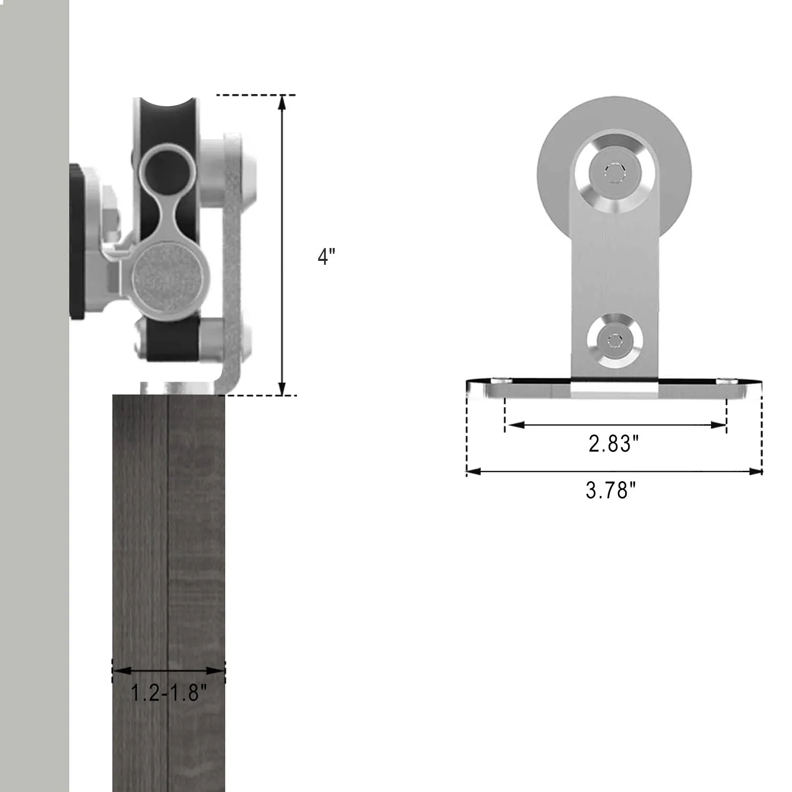 Stainless Steel Sliding Barn Door Hardware Kit CCJH T-Shaped
