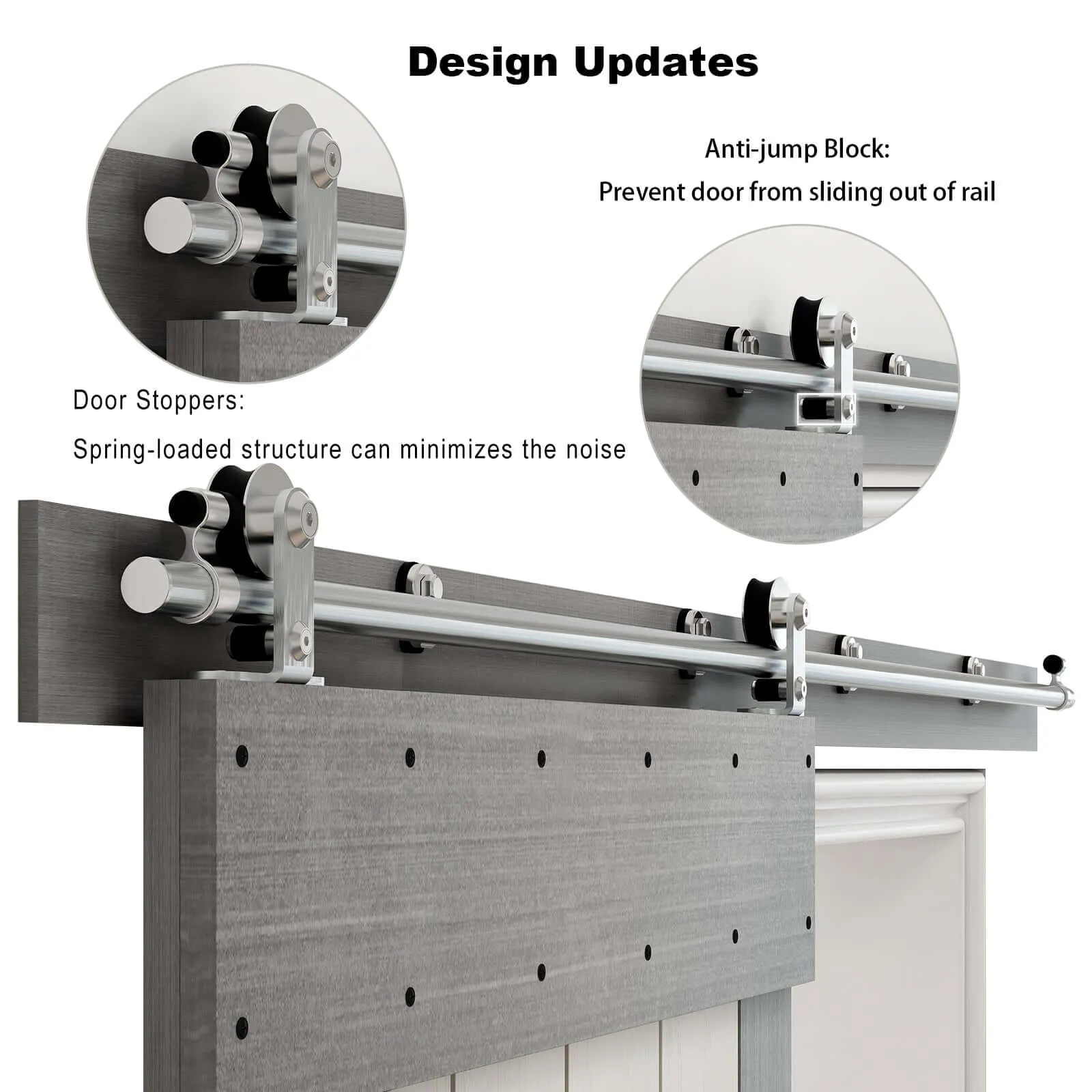 Stainless Steel Sliding Barn Door Hardware Kit CCJH T-Shaped