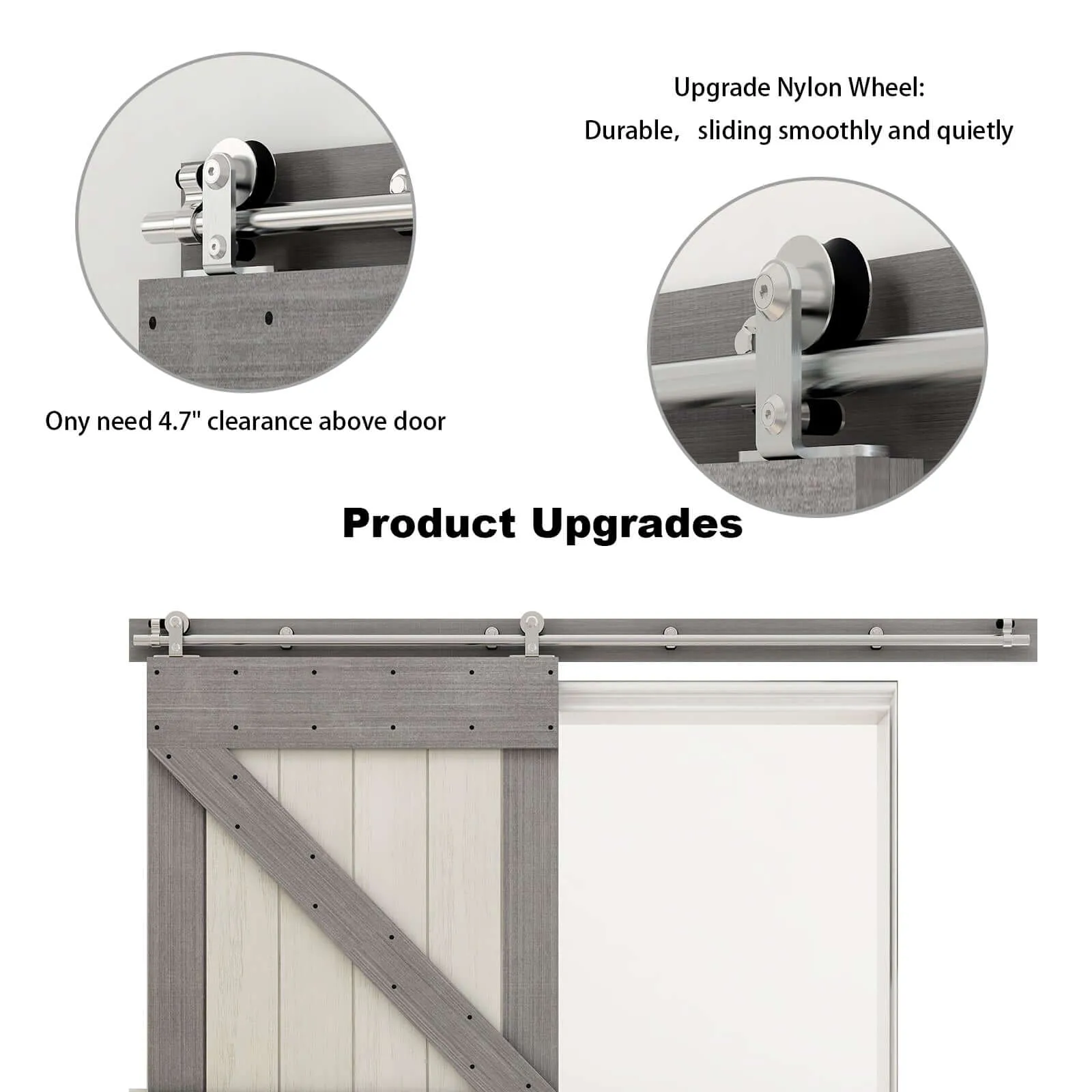 Stainless Steel Sliding Barn Door Hardware Kit CCJH T-Shaped