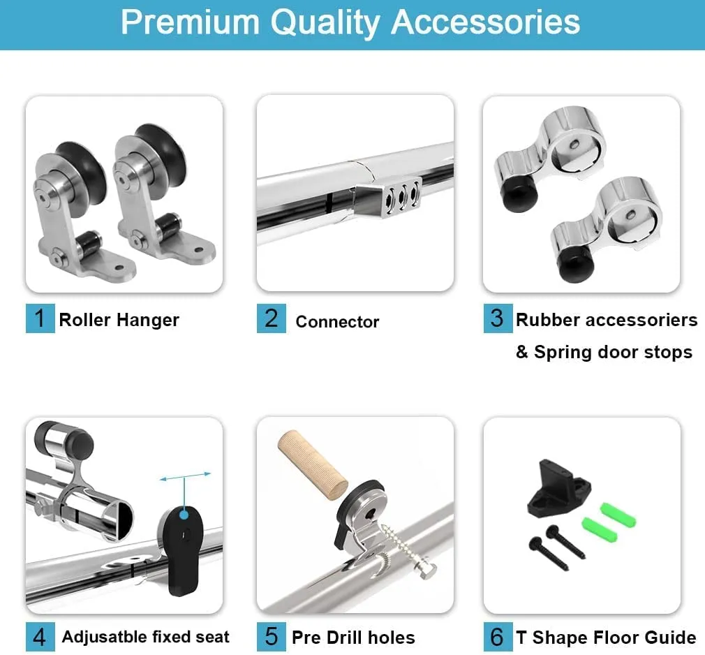 Stainless Steel Sliding Barn Door Hardware Kit CCJH T-Shaped