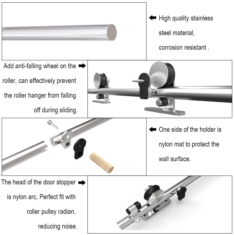 Stainless Steel Sliding Barn Door Hardware Kit CCJH T-Shaped