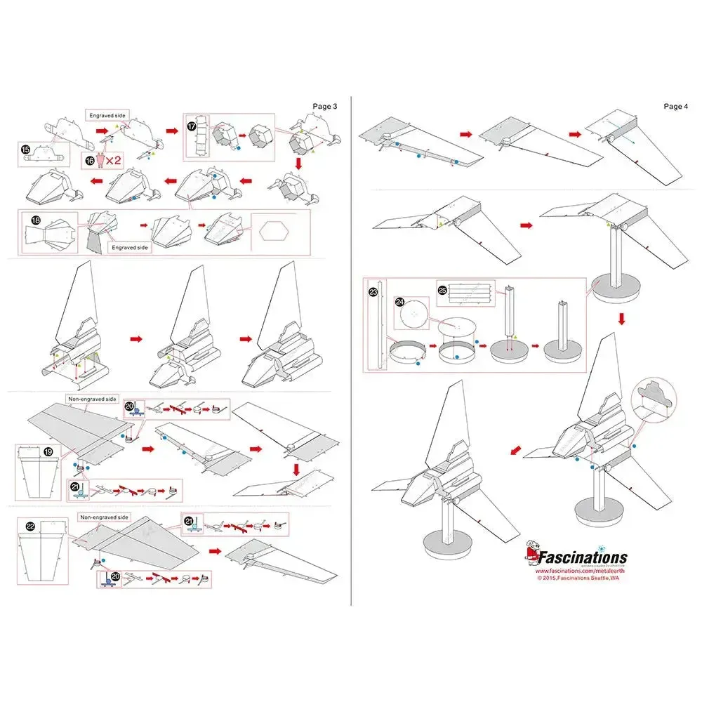 Star Wars - Unpainted Imperial Shuttle Figure Model Kit (Steel, Moderate Difficulty) - Fascinations - Metal Earth Series