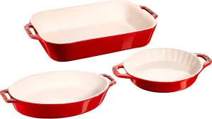 Staub Ceramic Baking Dish Set, 3pc, Cherry