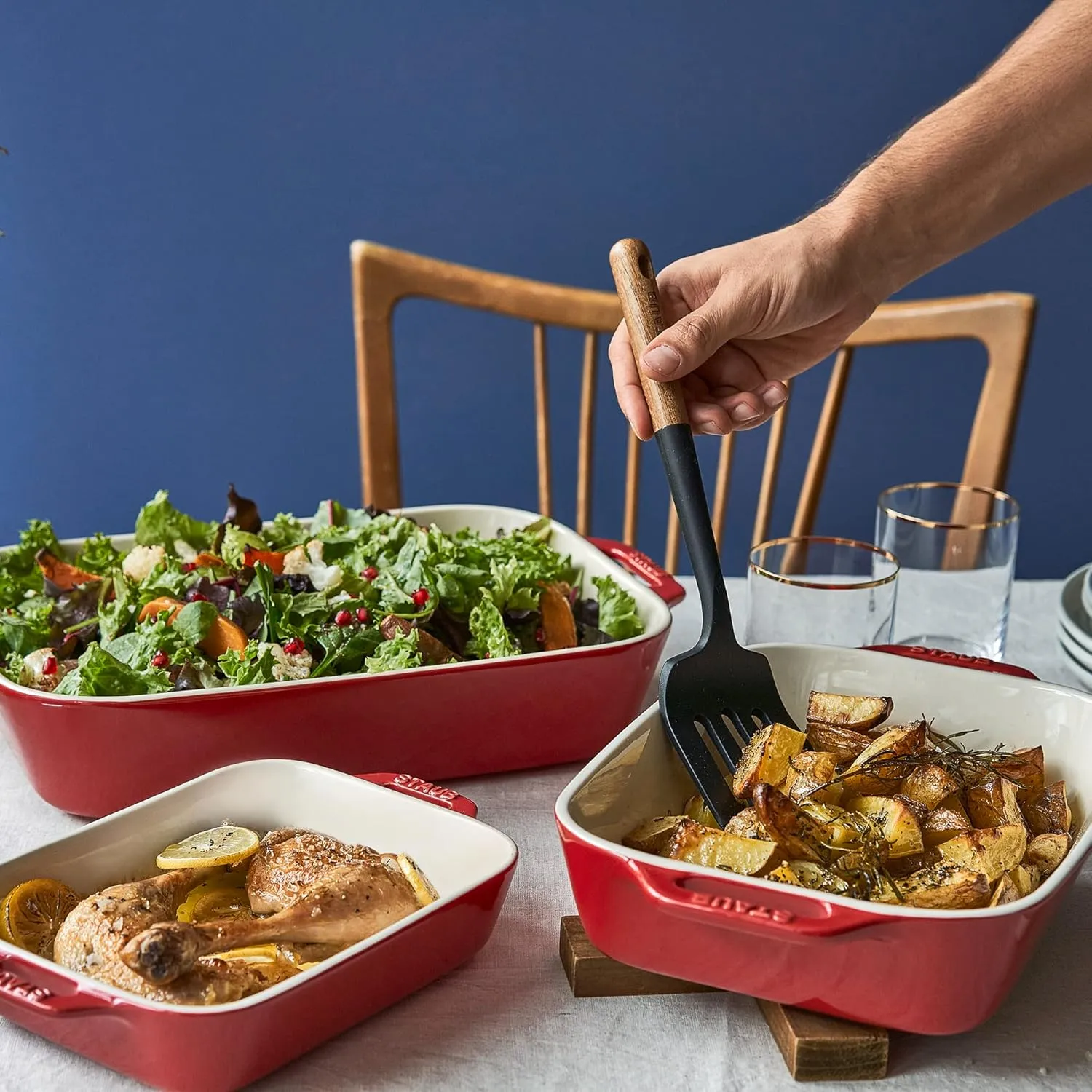 Staub Ceramic Baking Dish Set, 3pc, Cherry