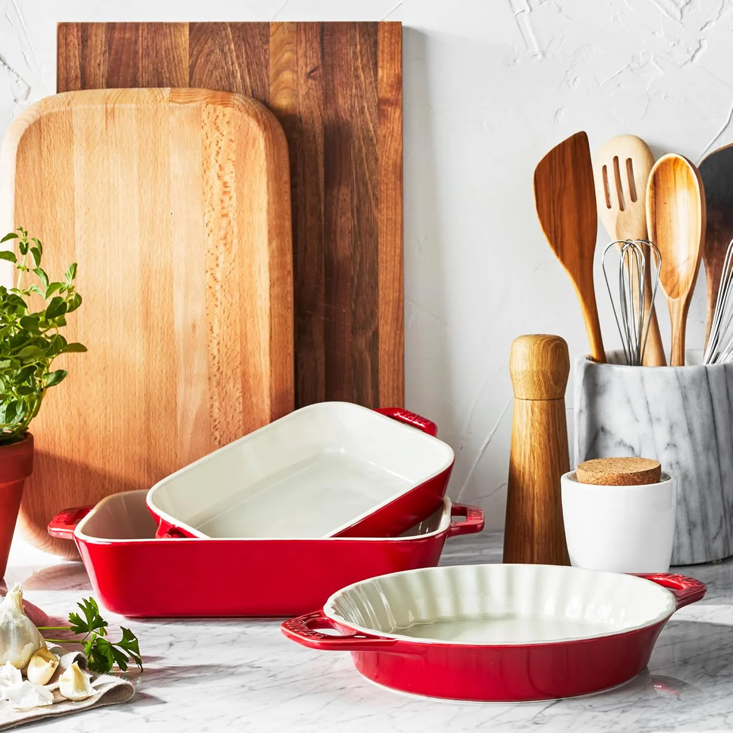 Staub Ceramic Baking Dish Set, 3pc, Cherry
