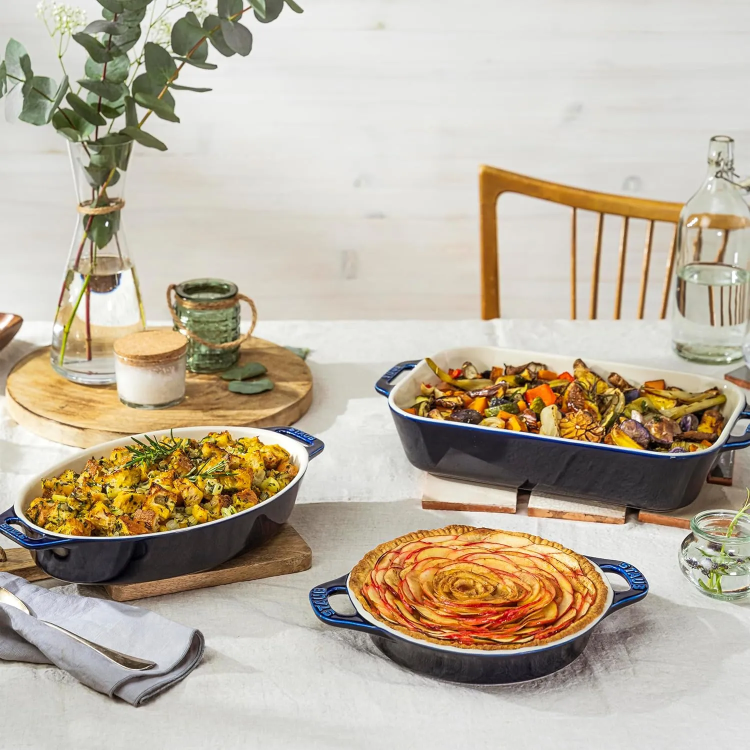 Staub Ceramic Baking Dish Set, 3pc, Dark Blue