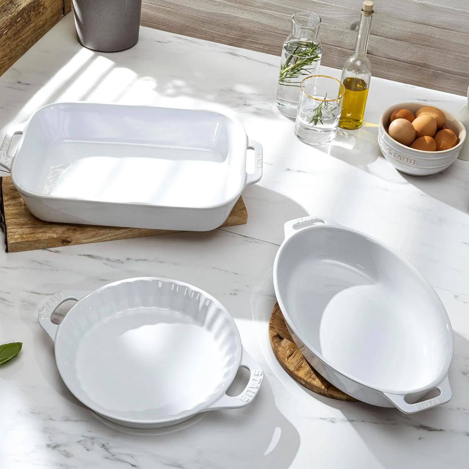 Staub Ceramic Baking Dish Set, 3pc, White