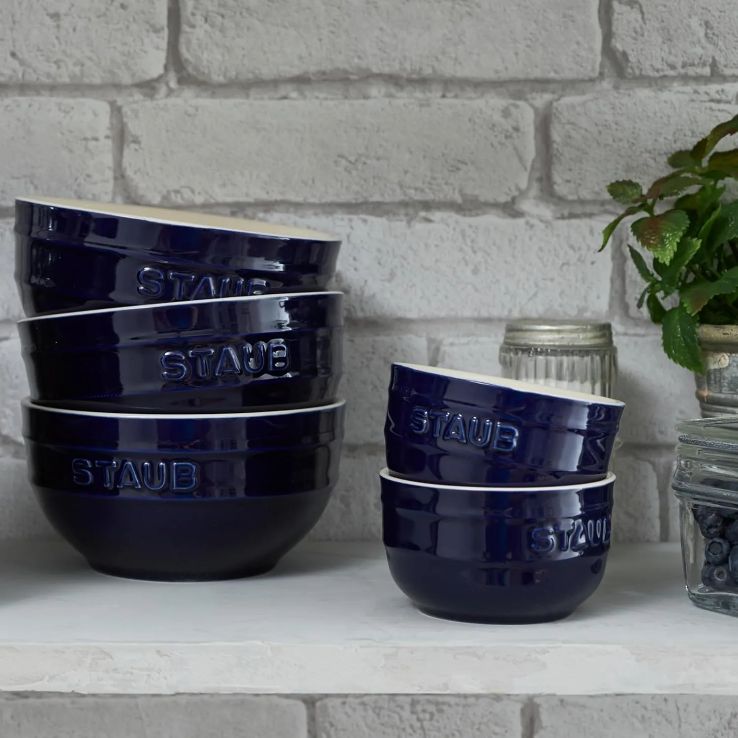 STAUB Ceramics Prep Bowl Set, 2-piece, Dark Blue