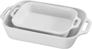 STAUB Ceramics Rectangular Baking Dish Set, 2 pc, White