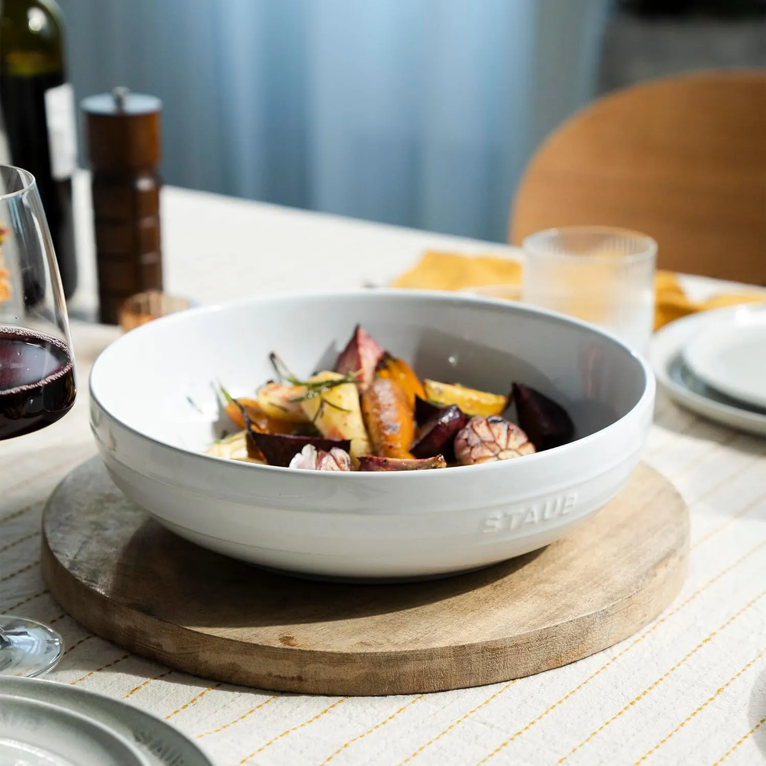 STAUB Stoneware Ramekins Ceramic 11.5-inch Shallow Serving Bowl-White