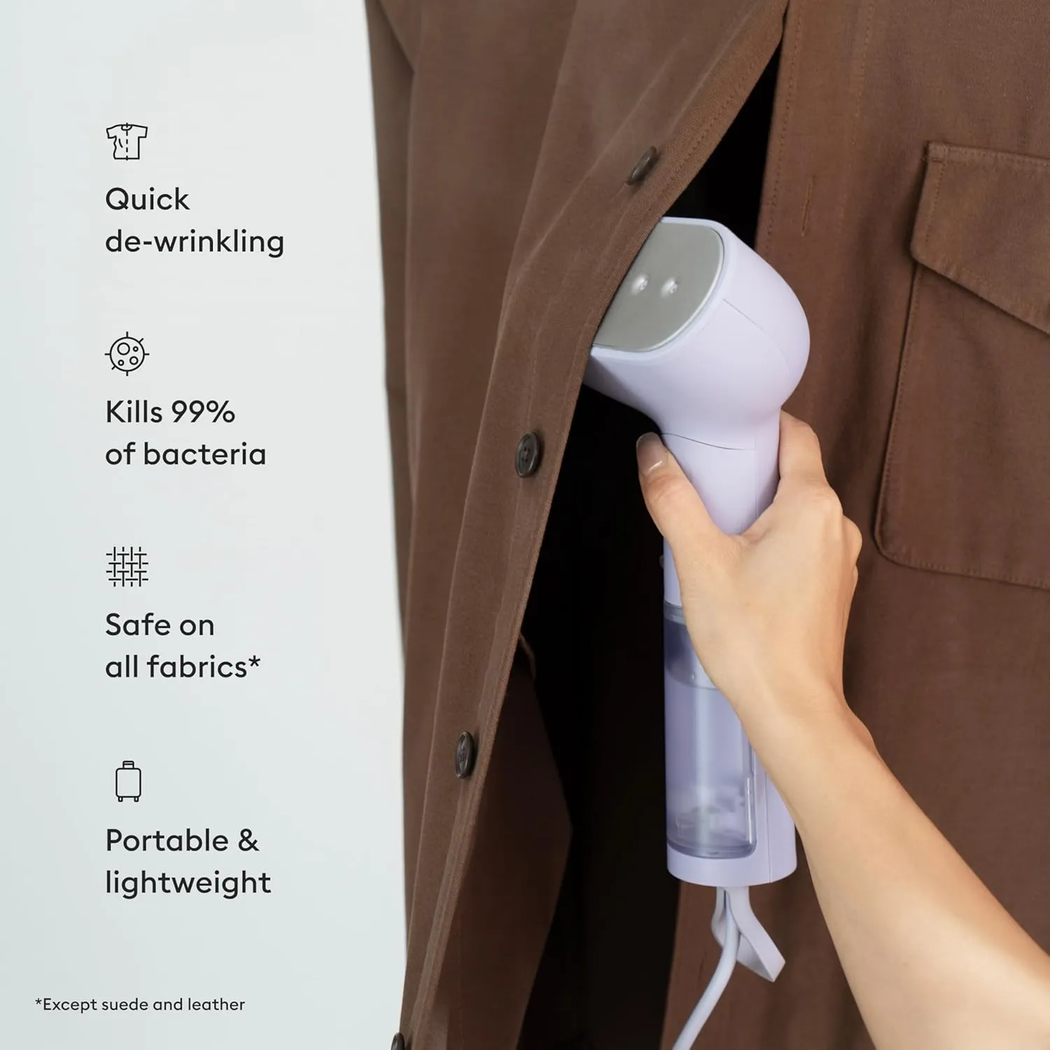 Steamery Handheld Clothes Steamer Cirrus X, 1200W, Steam Output 20g/min, Heat up in 20 Seconds, Portable, Minimalistic, Scandinavian design, Purple