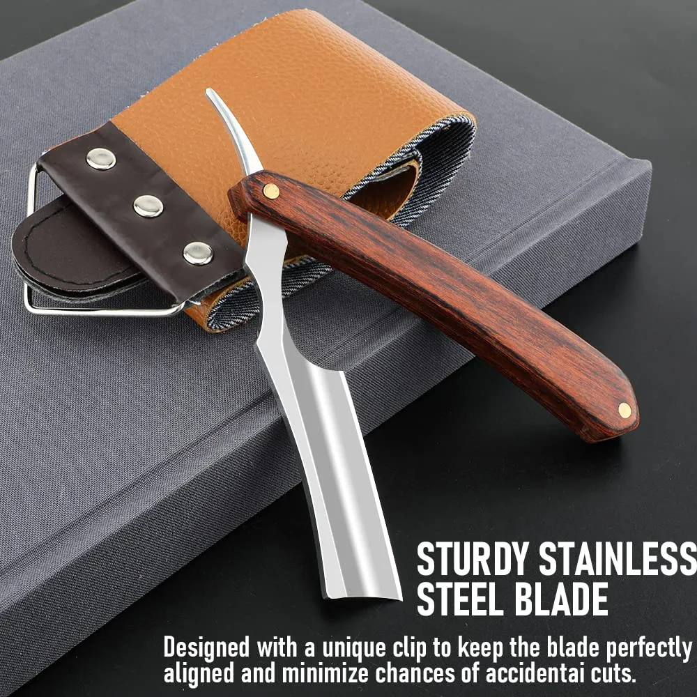 Straight Razor With Strope - Professional Straight Edge Barber Premium Stainless Steel Shaver With Shaving Strop for Men Home & Salon Grooming Using (NO.157)
