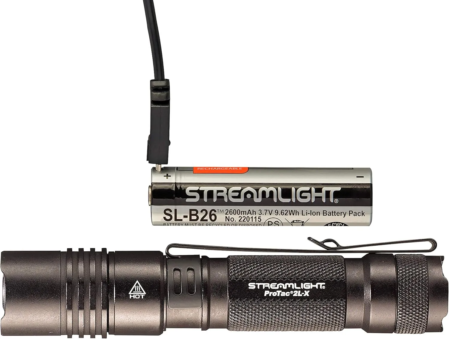 Streamlight 88082 ProTac 2L-X USB 500-Lumen Multi-Fuel EDC High Performance Multi-Fuel Tactical Flashlight, USB Cable, Holster, Clip, Retail Clear Packaging, Black
