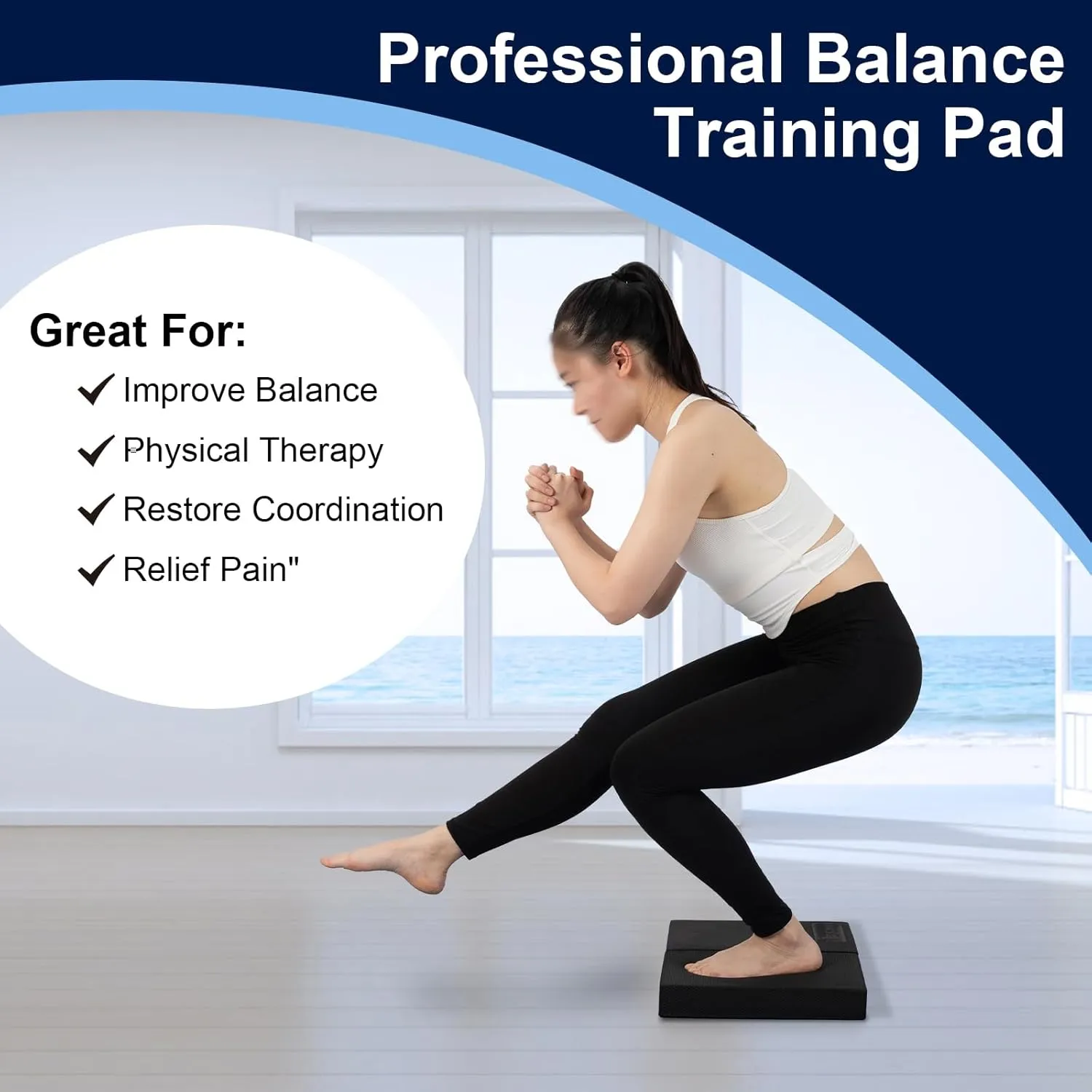 StrongTek 2-in-1 Non-Slip Balance Pad - High-Density Foam Cushion, Supportive Exercise Mat & Knee Pad for Core Training, Yoga, Pilates, Physical Therapy, Stability Training, Stretching, and Rehab
