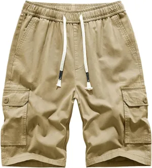 Summer Cargo Shorts for Men Lightweight Quick Dry Multi Pocket Outdoor Casual Elastic Waist Lounge Shorts