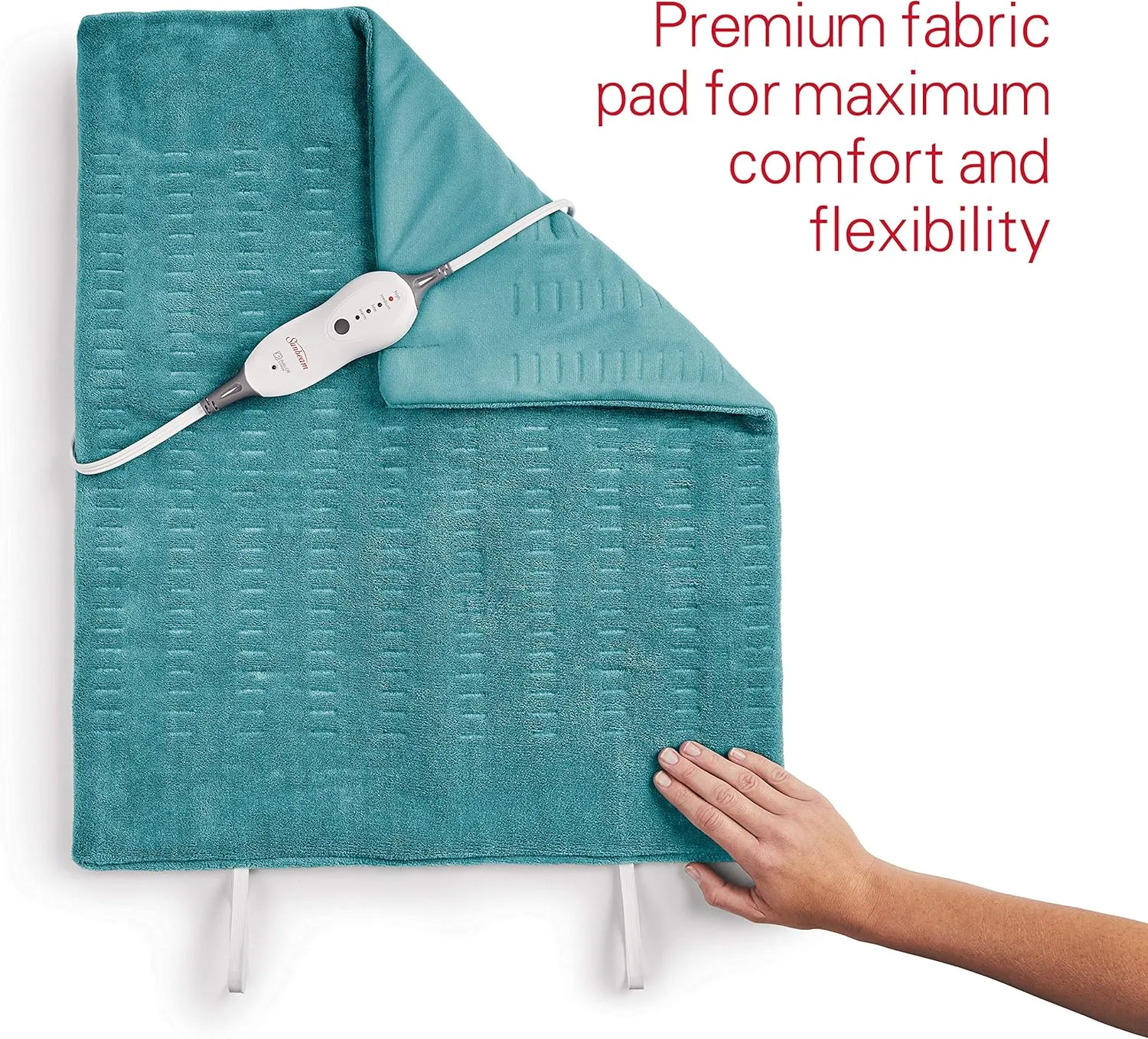 Sunbeam XXL Heating Pad, 20"x 24", For Back, Neck, Shoulder, and Period Cramp Pain Relief, 4 Heat Settings, Auto Shut-Off, Machine-Washable, Gifts For Mom & Wife, FSA/HSA Eligible, Dark Teal