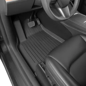 SUPER LINER Tesla Model Y 5 Seat 2021-2024 2025 Floor Mats 6-Piece Set | Extra-Thick TPE All-Weather Floor & Cargo Liners | Pet & Child-Friendly Custom Fit Interior Accessories (Not Fit Juniper)