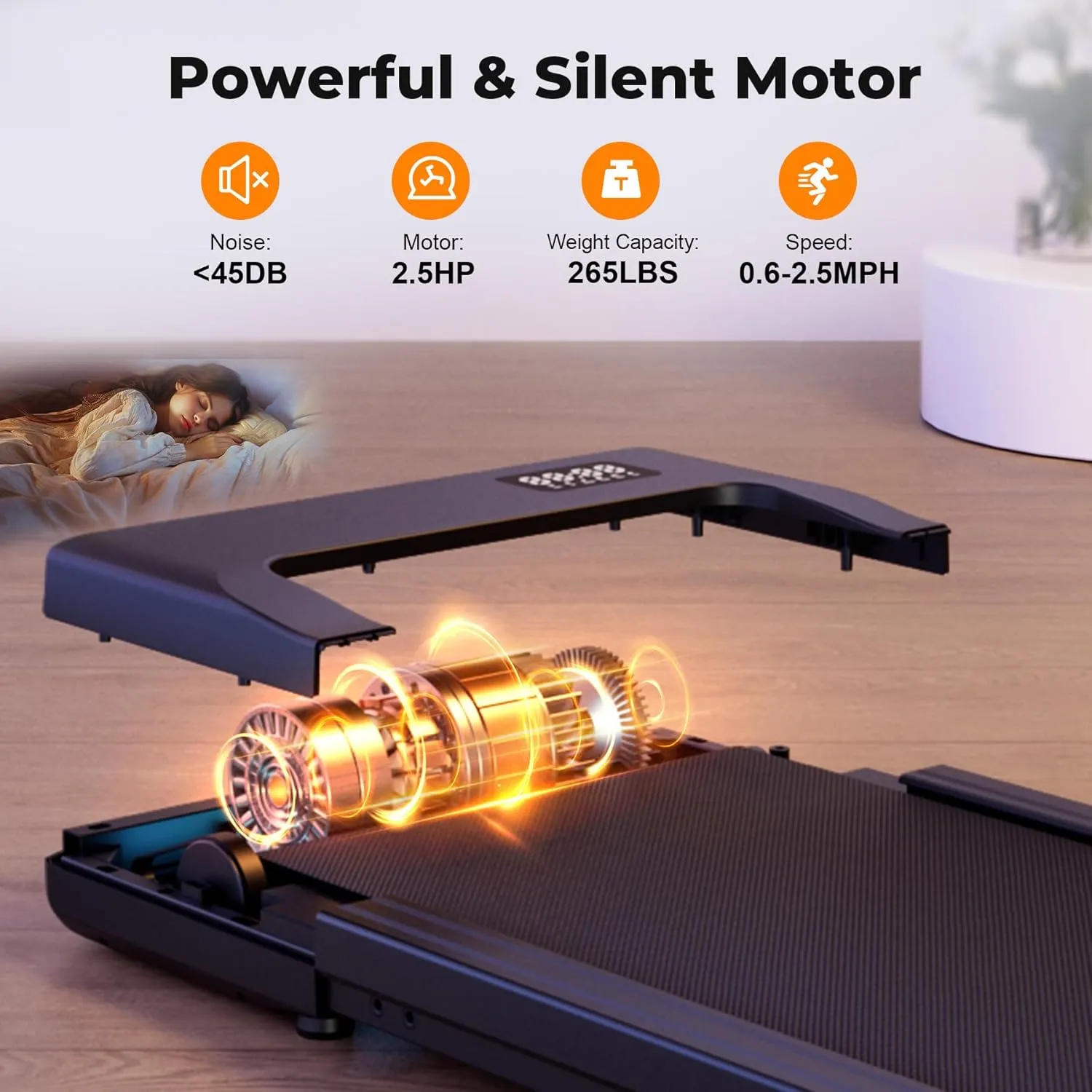 SupeRun Walking Pad, Under Desk Treadmill, 3 in 1 Portable Treadmill with Remote Control LED Display, 2.5 HP Quiet Walking Jogging Machine for Office Home Use, 250 Lbs Capacity