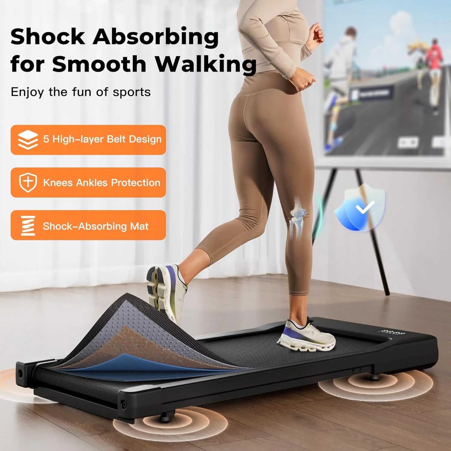 SupeRun Walking Pad, Under Desk Treadmill, 3 in 1 Portable Treadmill with Remote Control LED Display, 2.5 HP Quiet Walking Jogging Machine for Office Home Use, 250 Lbs Capacity
