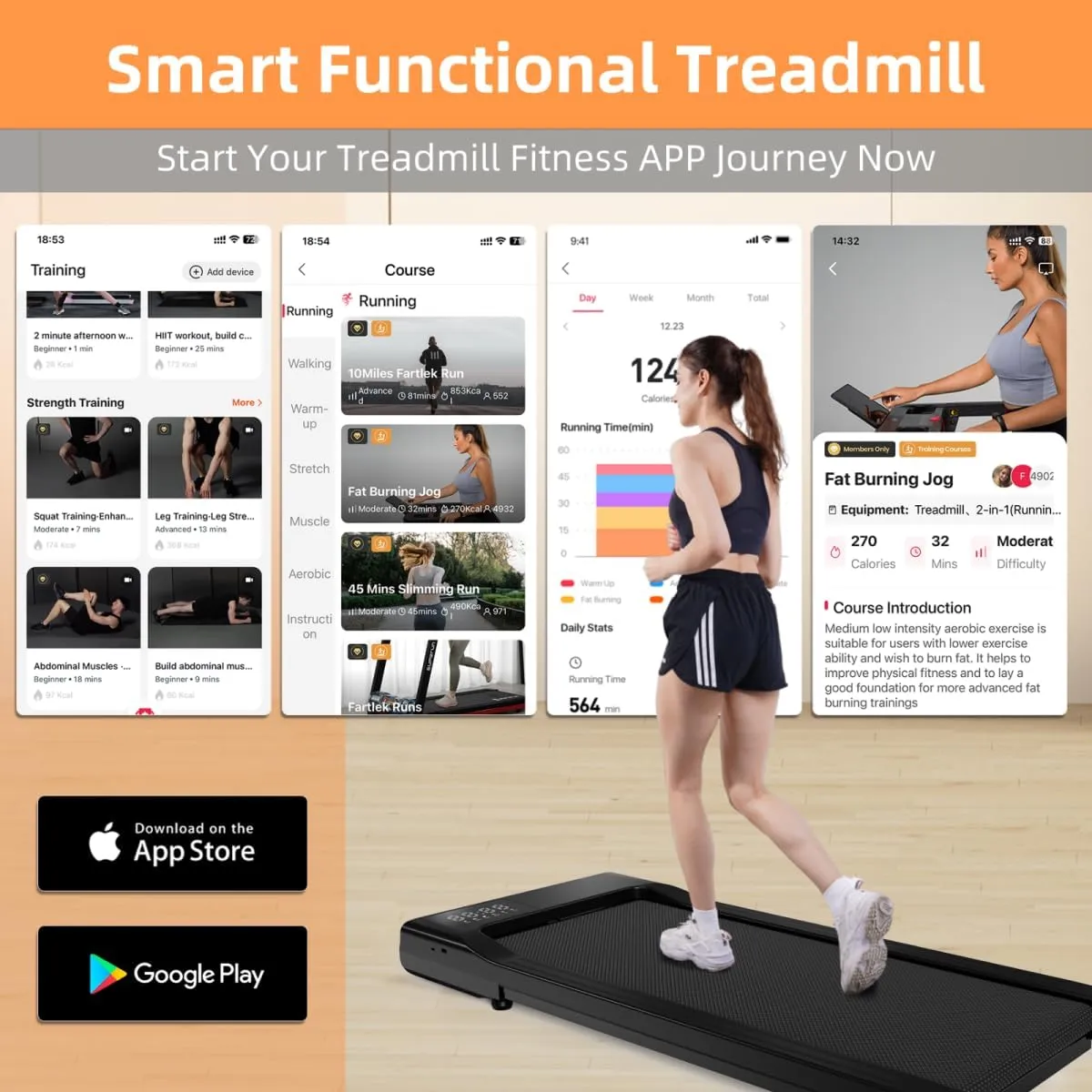 SupeRun Walking Pad, Under Desk Treadmills for Home and Office Small Space, 2.5 HP Portable Mini Jogging Machine with APP and Remote Control and LED Display, 300 Lbs Capacity