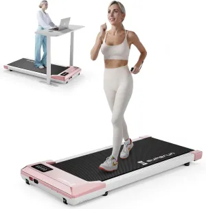 SupeRun Walking Pad, Under Desk Treadmills for Home and Office Small Space, 2.5 HP Portable Mini Jogging Machine with APP and Remote Control and LED Display, 300 Lbs Capacity