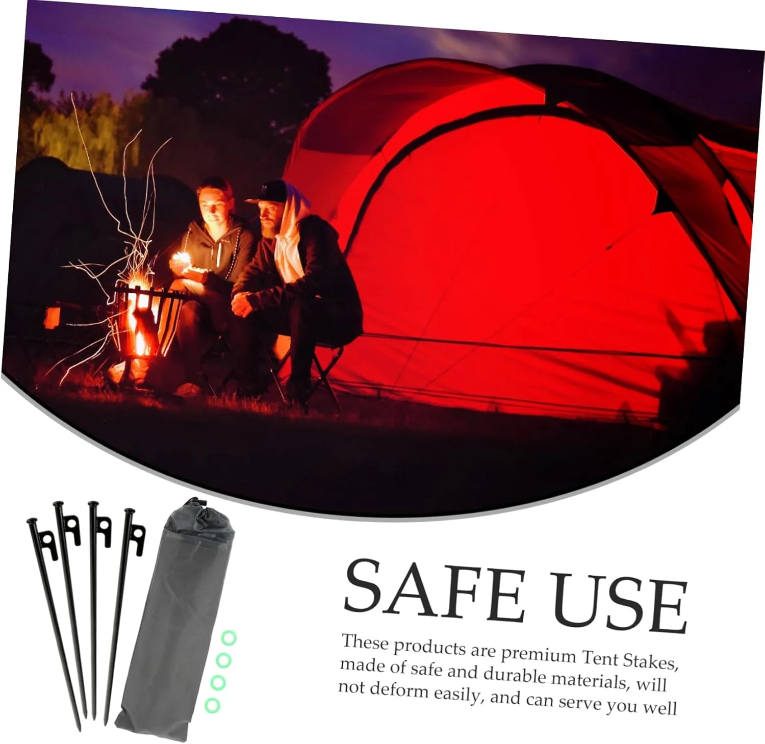 SUPVOX 9pcs Windproof Canopy Floor Nail Set Heavy Duty Tent Stakes for Camping Ground Pegs Ring Metal Tent Pegs for Outdoor Use
