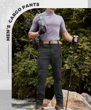 Susclude Men's Tactical Pants - Ripstop Work Cargo Pants Outdoor Hiking Military Pants Stretch Trousers with 9 Pockets
