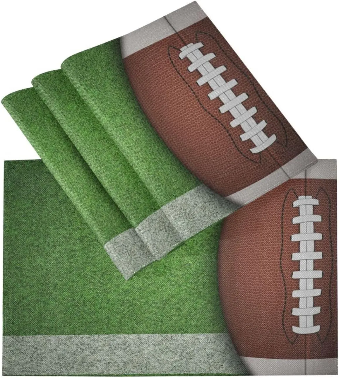 susiyo American Football Grassland Placemats Burlap Table Mats Heat Resistant Non-Slip Table Place Mats Washable Anti-Skid Placemat for Dining Kitchen Table Decor 6 PCS