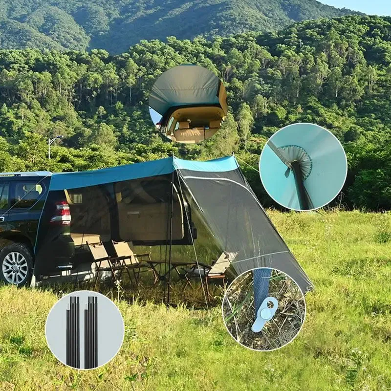 SUV Tailgate Tent - Outdoor Camping Sunshade, Anti-Mosquito Car Tent with Windproof Canopy