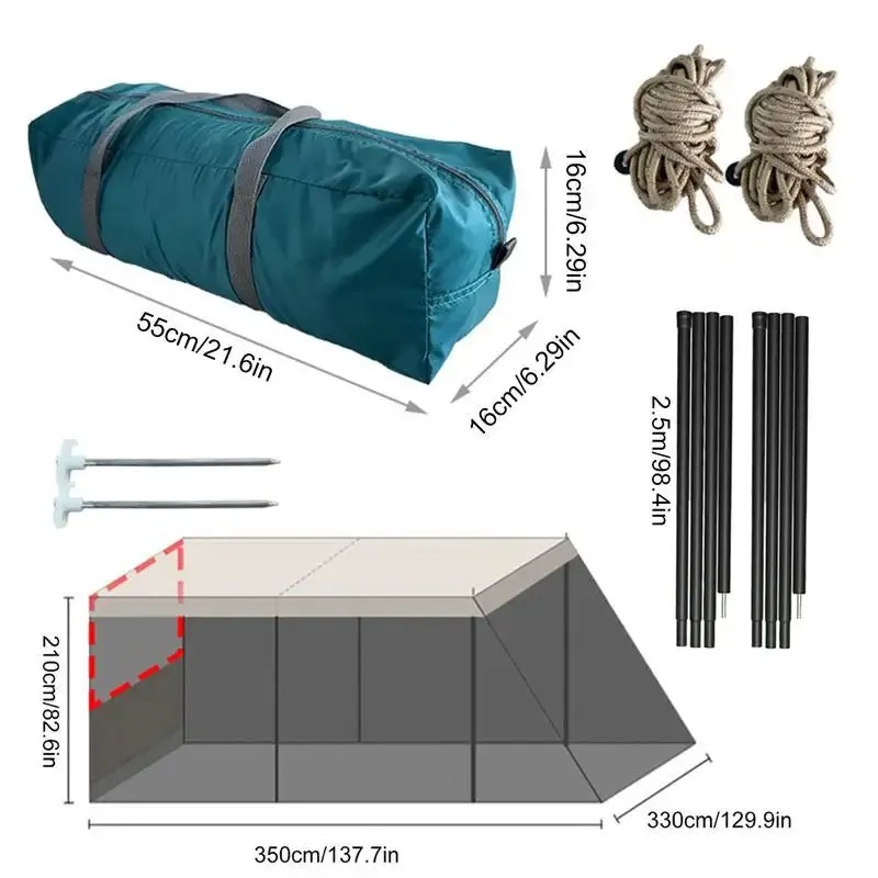 SUV Tailgate Tent - Outdoor Camping Sunshade, Anti-Mosquito Car Tent with Windproof Canopy